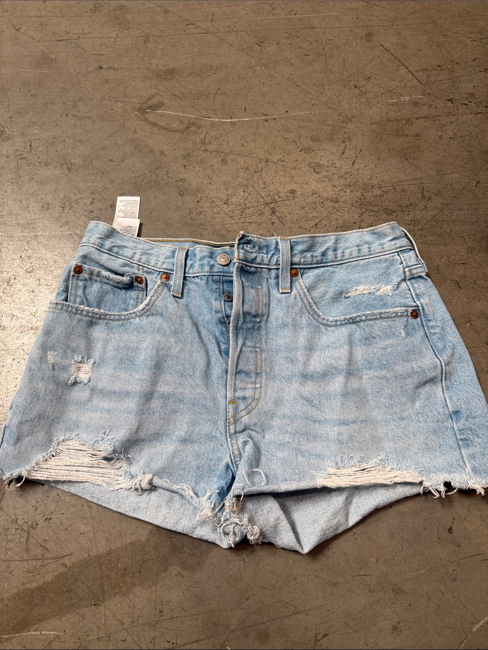 Levi's Light Blue Distressed Denim Cutoff Shorts